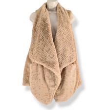 Jolt Drape Front Fur Vest With Pockets Beige Juniors' Size L