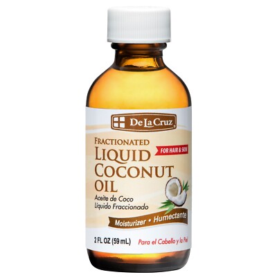 De La Cruz Fractionated Liquid Coconut Oil, Moisturizer for Hair & Skin, 2 FL OZ