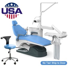 Dental Unit Chair DC Motor Hard Leather Computer Controlled+Stool TJ2688-A1 Blue
