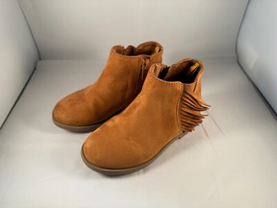 Old Navy Toddler Girls Sz Faux Suede Ankle Boots w/ Fringe Beige