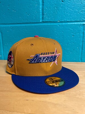 7 3/8 Sneakertown Houston Astros Script 35 Years Tan Two Tone Pink UV Fitted 