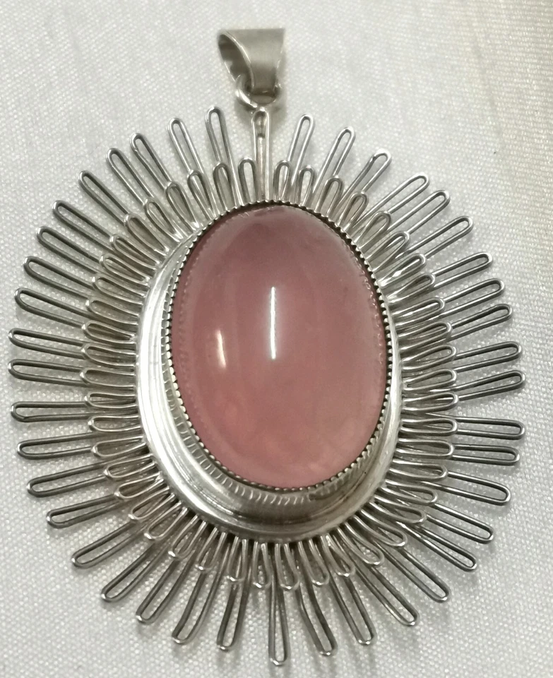Wunderschöne Anhänger 925 Silber Filigran Arbeit Rosenquarz Edelstein - Bild 3 von 4