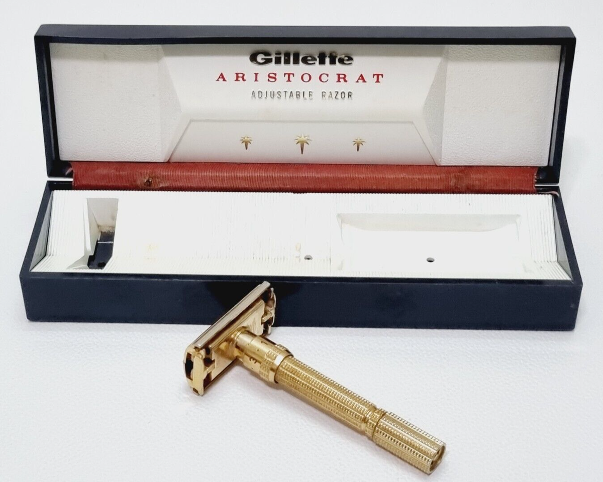 Gillette Aristocrat Adjustable Razor 髭剃り Gillette Aristocrat Gold Plated Adjustable Safety Razor L 1