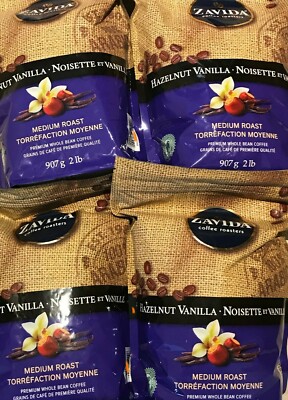 ZAVIDA HAZELNUT VANILLA WHOLE BEAN COFFEE 907g/2 LBS - 4 HUGE BAGS