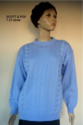 Pull Femme Vintage – Mélange Pastel Rose/Bleu Ciel/Blanc – Taille M – Fabriqué En France