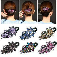 Shiny Rhinestone Hairpins Flower Leaf Duckbill Hair Comb Claws Retro Hair Clips