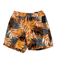INC Mens Palm Leaves Mesh-Lined Quick-Dry 5" Swim Trunks Multicolor S