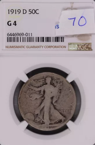 1919-D Walking Liberty Silver Half Dollar NGC G-4 #9-011