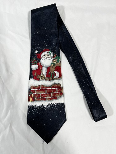 Weihnachtskrawatte Punze Weihnachtsgrüße Urlaub Santa Zuckerstangen Opa Kamin