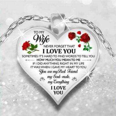 To My Wife I Love You Necklace Rose Heart Pendant Anniversary Gifts for Wife USA
