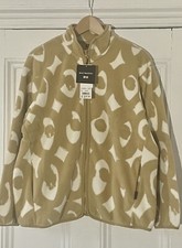 Marimekko Uniqlo Women’s Ivory Beige Geometric Print Fleece Jacket L Uk 14 Eu 42