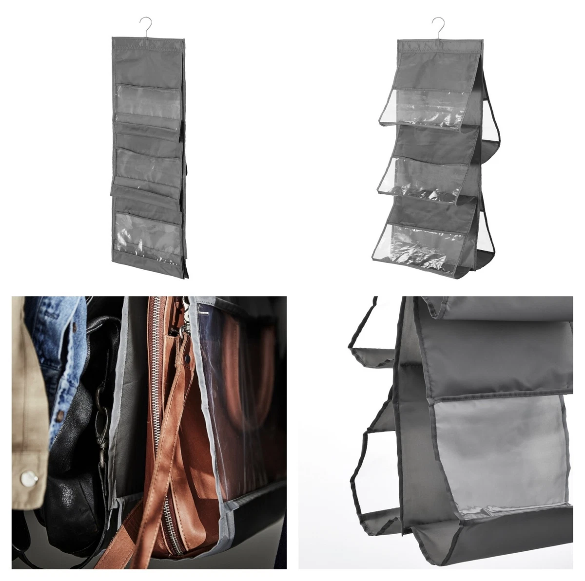 SKUBB hanging handbag organizer, dark gray, 15 ¼x36 ½