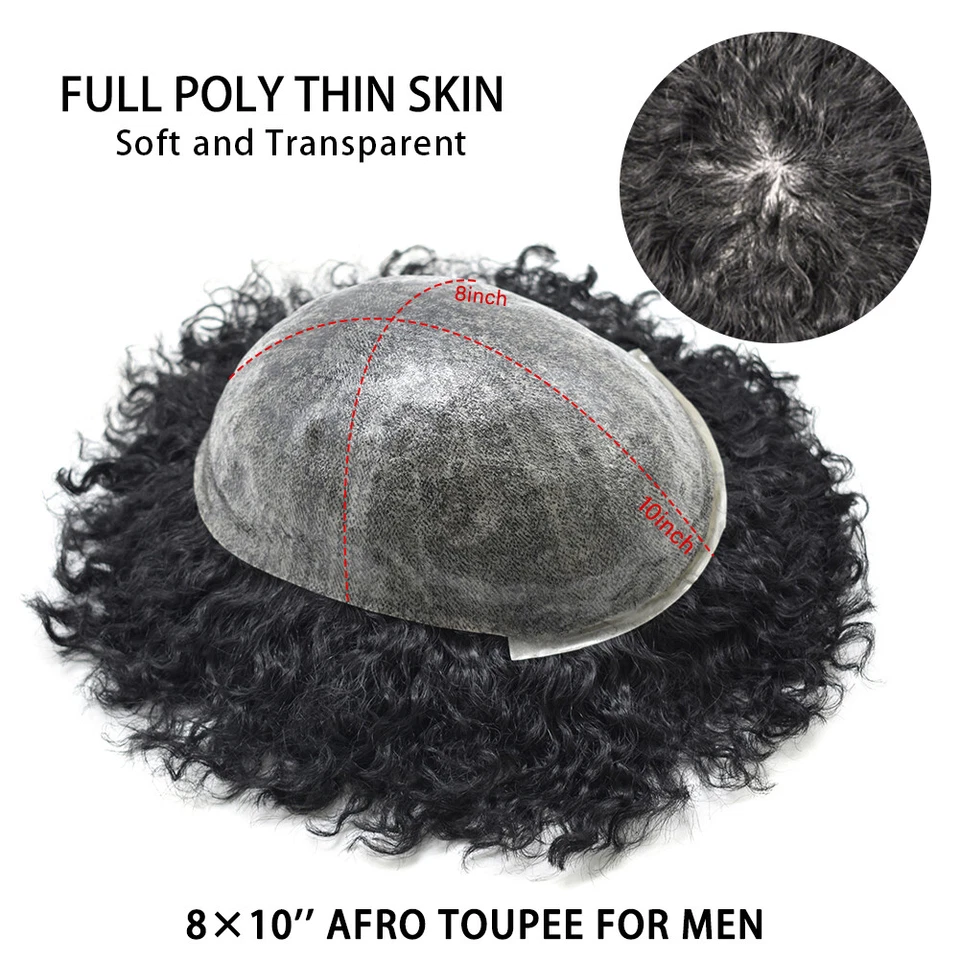 Unidades de Cabello para Hombres Negros Afro Rizado Toupee Pelo Humano Afr Wave System Foto 4 de 4