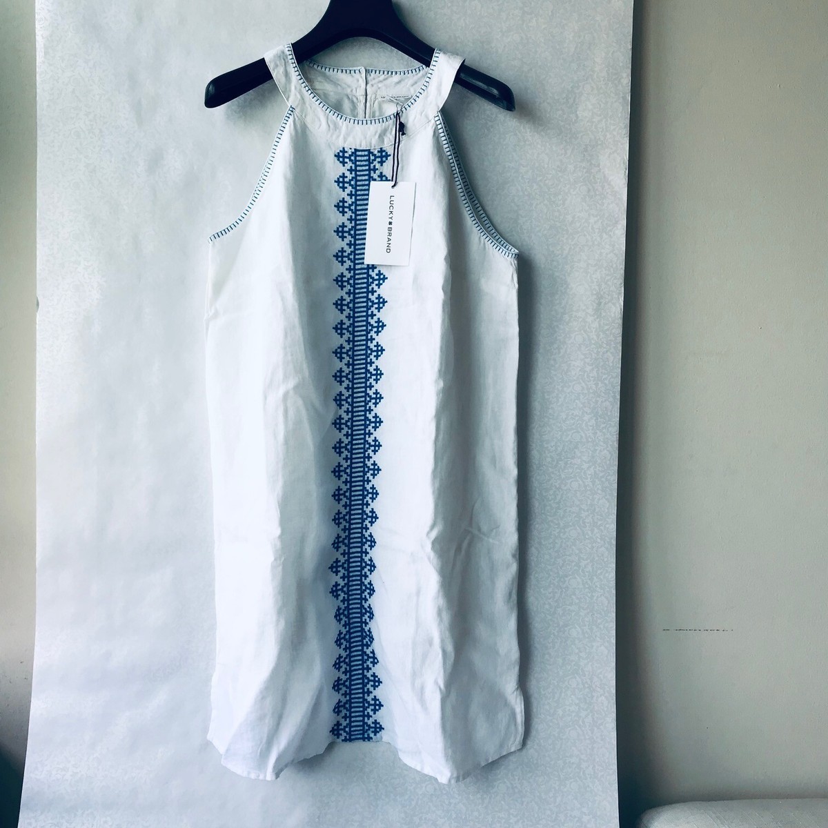 Lucky Brand 100% Linen White Boho Dress Lined (100% Cotton) Size: M | eBay