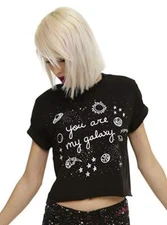 Hot Topic Juniors You Are My Galaxy Black Crop Top Shirt NWT S, M