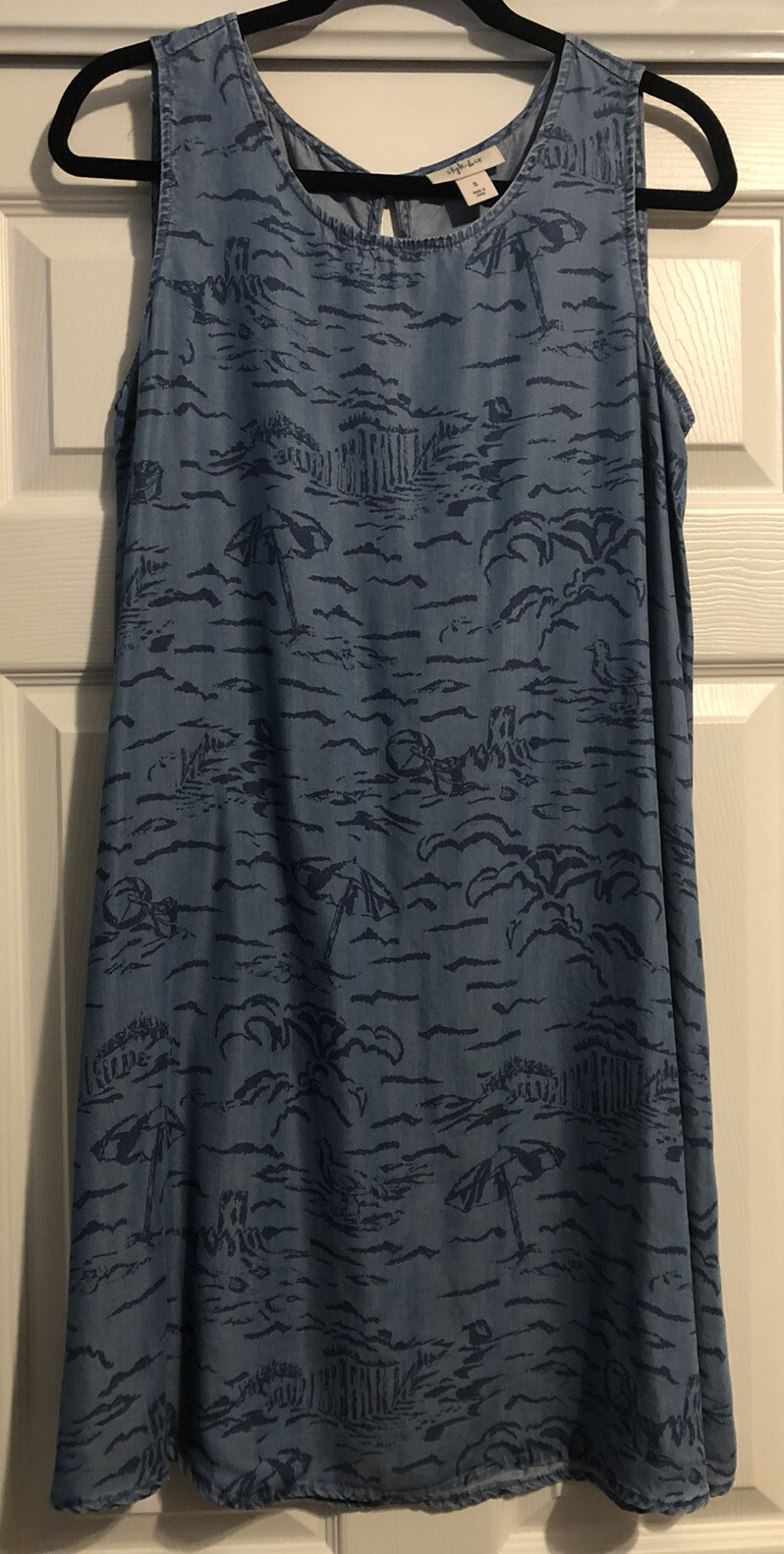 Small Sundress Chambray Fabric Sleeveless 100% Lyocell Beach Theme-image