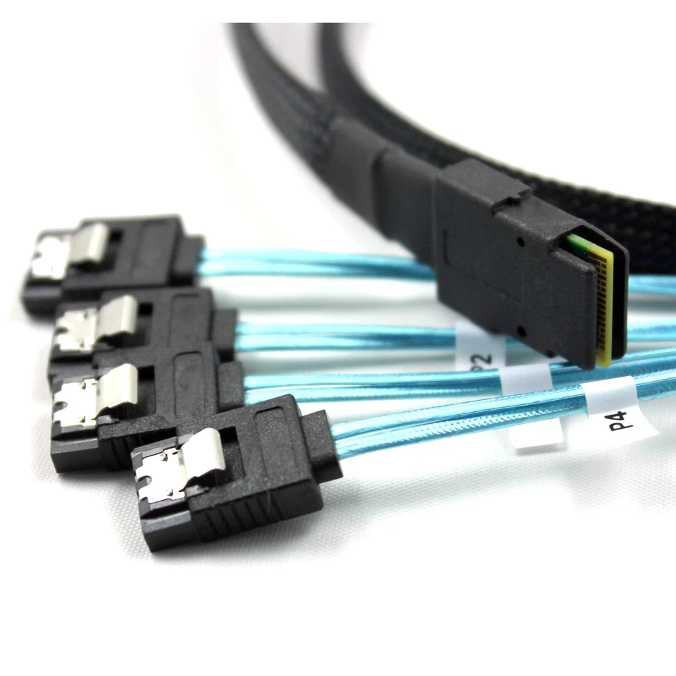 2x Mini SAS to 4 SATA SFF-8087 Multi-Lane Forward Breakout Splitter Cable 3 Feet - Image 3 of 3