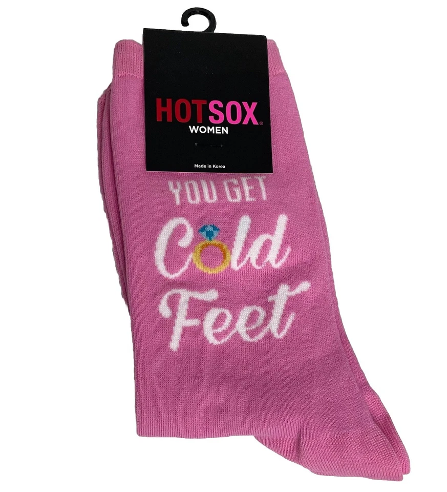 HOT SOX "In Case You Get Cold Feet" Women's Pink Crew Novelty Socks Bridal Gift - Image 4 of 4