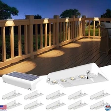 12 Pack Solar Deck Lights, Warm White LED, IP65 Waterproof Outdoor Step Lamps
