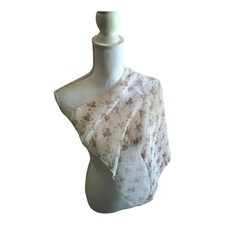 Sheer Cream Floral 21 Inch Square Scarf