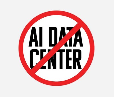 NO AI DATA CENTER Car Magnet   Bold Statement | Round 3''x3'' | Durable No Fade