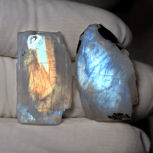 Bandeja Lunar ~ 8 Piezas Piedra Lunar Arco Iris Natural Alta Calidad Gema Pulida Losas de Cristal - Imagen 4 de 13