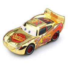 Disney Pixar Cars Cars1 Gold Metallic Lightning Mcqueen 1:55 Diecast Model Gifts