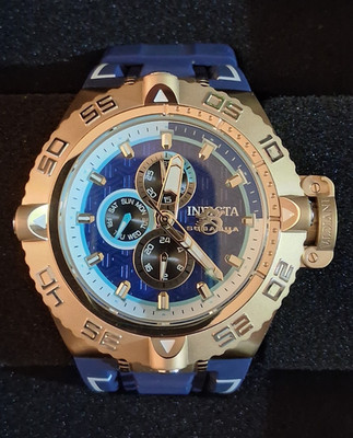 Invicta Subaqua Men's Quartz 49880 50mm Blue Dial Gold Case Blue