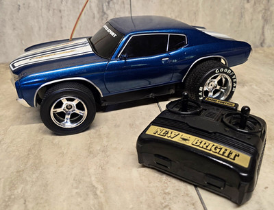 Vintage New Bright 1970 Chevy Chevelle SS RC  Muscle Car Blue 1/16 49MHz Works