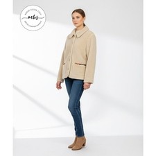 Orvis Vintage Faux Sherpa Floral Tapestry Teddy Jacket Cream Tan Women M