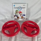 Mario Kart Wii CIB Complete w/ Manual + 2 Wii Wheel Steering Controllers Tested