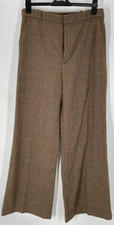 Polo Ralph Lauren Women's Stretch Tweed Wide Leg Wool Blend Brown Pants Size 12