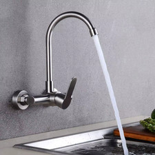 Stainless Steel Double Hole Wall Mounted Cold and Hot Faucet Balcony Rotating Ki
