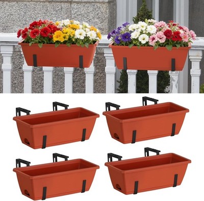 4 Pack Railing Planter Box Fence Hanging Planters Balcony Deck Window Boxes