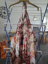 BNWT Pretty Little Thing Size 14 Floralchiffon Halterneck Maxi Dress