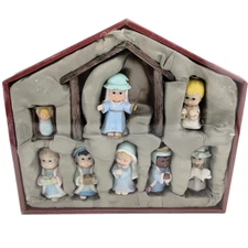 Morehead 2008 Mini Nativity Set Jesus Christmas Holiday 9 piece Christ Child EUC
