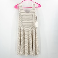 ALTAR'D STATE Dress SZ Small NWT Fit And Flare Stripe Taupe White Skater Casual