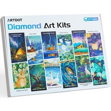 ARTDOT 12 Pack 5D DIY Diamond Art Kits for Adults, 12 X 16 Inches, white
