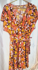 nine west dress XXL floral multicolor stretch sleeveless v neck faux wrap Nwt