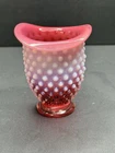 VINTAGE FENTON CRANBERRY OPALESCENT HOBNAIL MINIATURE BUD VASE