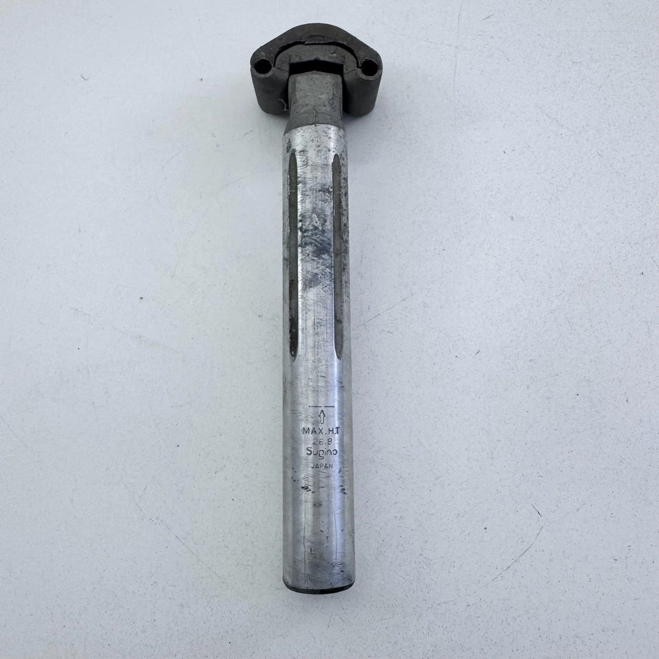 Tija de sillín de bicicleta vintage Sugino SP-H 26,8 mm 210 mm aleación plateada Japón carretera A43 Foto 2 de 4