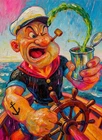 Popeye the Sailor Popzilla Art Card Print Artist Signed Limited /30 ACEO S3#63