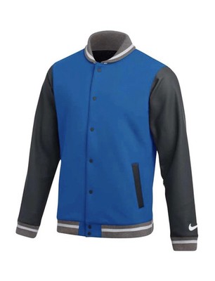 Nike Men's Team Letterman Football Bomber Jacket Blue Leather DJ5971-493 Small S