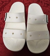 Crocs Iconic Comfort Sz M10/W12 White Double Strap Sandal Slides NEW 