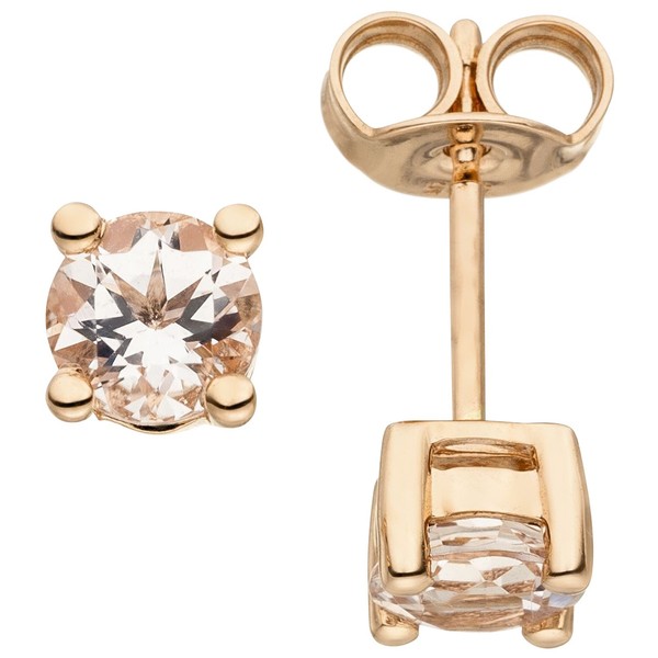 "Jobo\"50462\"Ohrstecker 585 Gold Rotgold 2 Morganite Ohrringe Goldohrringe"-image