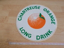 Vintage CHARTREUSE ORANGE sticker - LONG DRINK - 15.2 cm