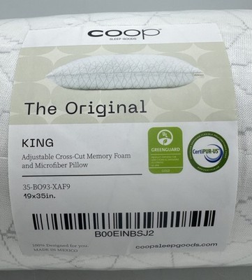 The Original Coop Adjustable Memory Foam King Pillow New No Box
