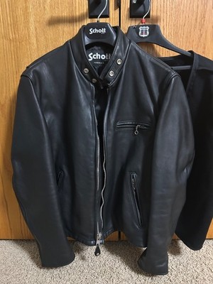Schott レザージャケット 44 Schott Leather Motorcycle Jacket with zip in lining. Size 44 | eBay