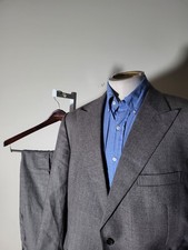 Brooks Brothers REDA Regent Gray Wool Peak Lape Suit 46R Jacket Blazer Pants W38