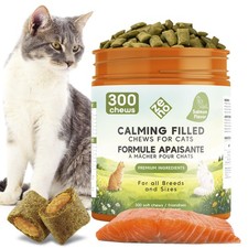 Hemp Calming Chews for Cats Anxiety 300 pcs - Feline Anxiety Relief with Melaton